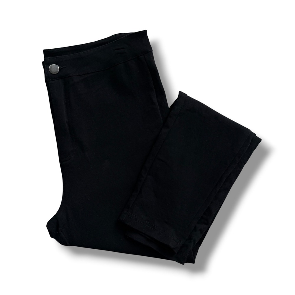 Women Size L Black High Waisted Skinny Stretch Knit Trousers Pants Career Office